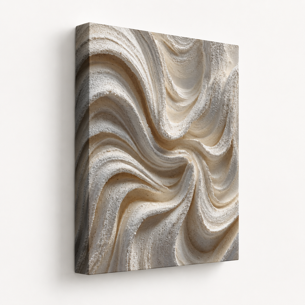 Side view of Current Textured Canvas Wall Art showing gallery-wrapped canvas thickness, edge wrapping, and textured abstract surface detail.